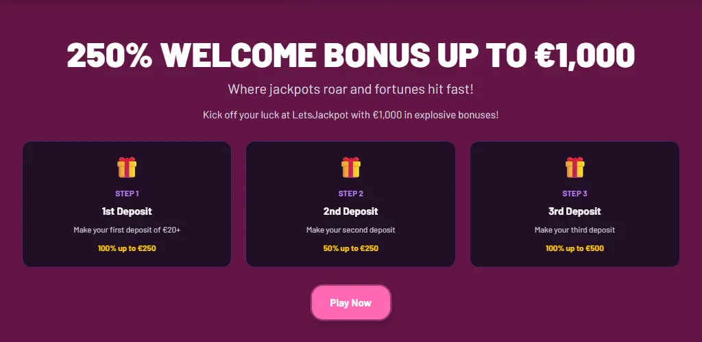 Welkomstbonus van Let's Jackpot Casino